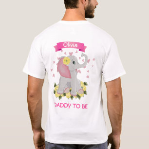 Pink & Grey Elephant "Daddy to Be" Baby Shower T-Shirt