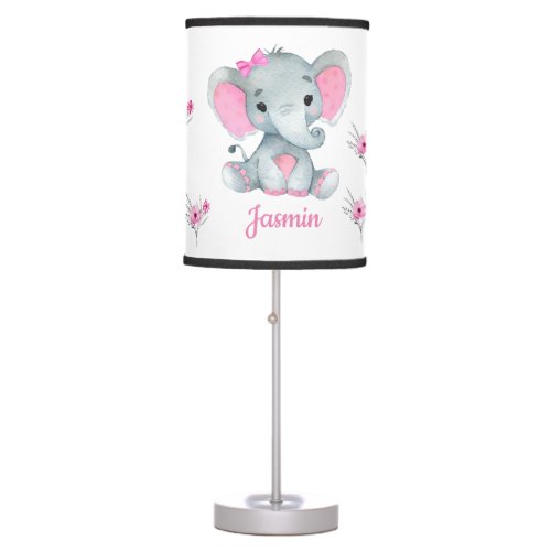 Pink Grey elephant girl Lamp Table Lamp