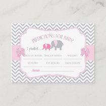 Pink & Grey Elephant Predictions Baby Shower Card