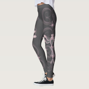 Pink, Grey, Glass Dragonflies with Stars Leggings