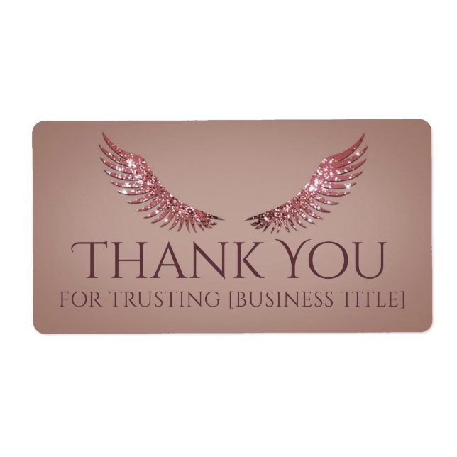 Pink Grey Glitter Lash Wings Salmon Label (Front)