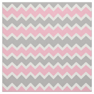 Pink Grey Gray Chevron Zigzag Pattern Fabric