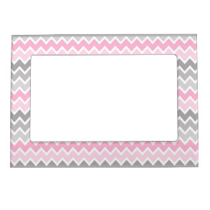 Pink Grey Gray Ombre Chevron Magnetic Photo Frame