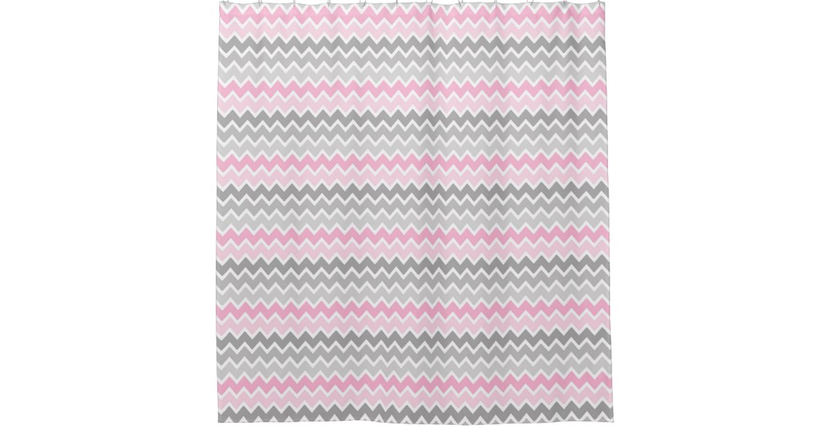 Pink Grey Gray Ombre Chevron Shower Curtain Zazzle Com