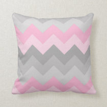 Pink Grey Gray Ombre Chevron Throw Pillow