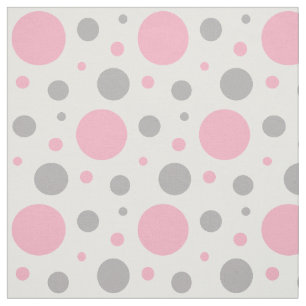 Pink Grey Gray Polka Dot Geometric Design Fabric