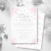 Pink Grey Little Snowflake Winter Baby girl shower Invitation