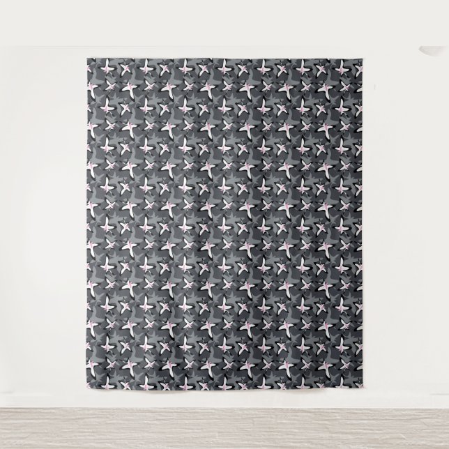 Pink grey modern abstract flowers tapestry (Front)