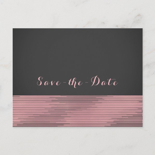 Pink & Grey Modern Glam Sequins Chic Save the Date Announcement Postcard (Front)