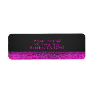 Pink & Grey Modern Glam Sequins Party Invitation Label
