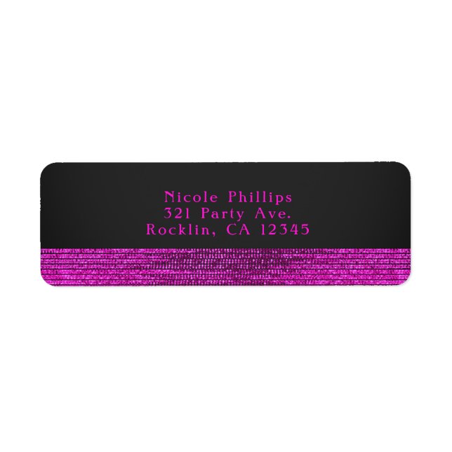 Pink & Grey Modern Glam Sequins Party Invitation Label (Front)