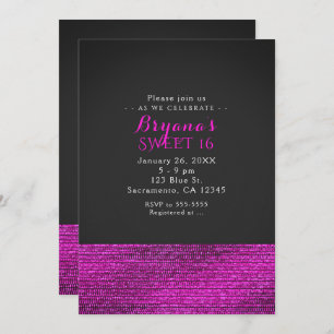 Pink & Grey Modern Glam Sequins Party Invitations