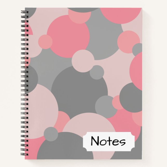 Pink-grey molecules Spiral Notebook (Front)
