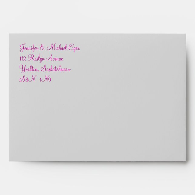 Pink Grey Monogram E Wedding Invitation Envelope 1 (Front)