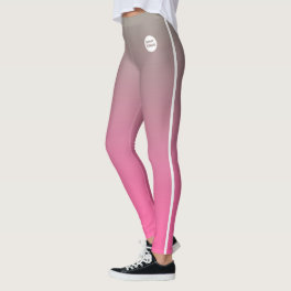 Pink Grey Ombre Gradient Custom Business Logo Leggings