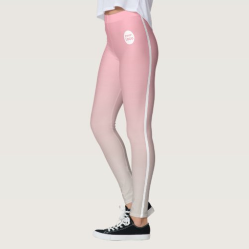 Pink Grey Ombre Gradient Custom Business Logo  Leggings