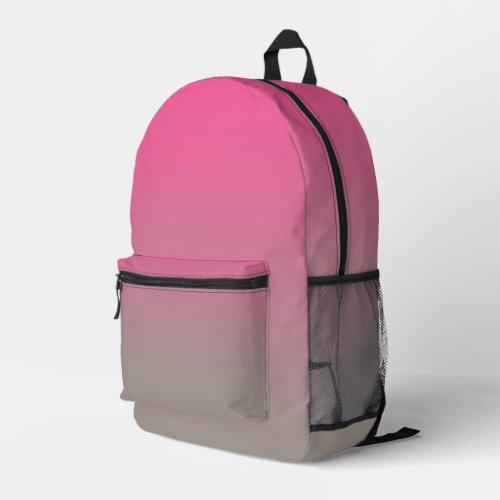 Pink Grey Ombre Gradient Printed Backpack
