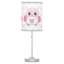 Pink Grey Owl Lamp