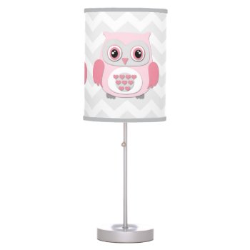 Pink Grey Owl Lamp by Kookyburra at Zazzle