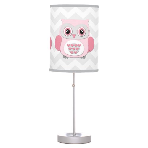 Pink Grey Owl Lamp