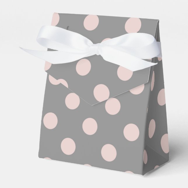 Pink & Grey Polka Dots Birthday Party Favor Boxes (Front Side)