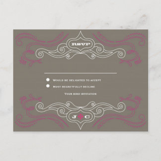 Pink & Grey Rock 'n' Roll Music Themed Wedding Invitation Postcard