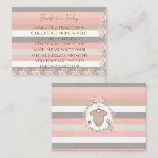 Pink Grey Stripes Books for Baby Note Card