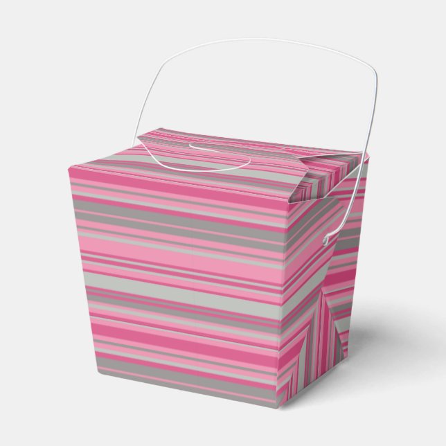 Pink Grey Strips Favor Boxes (Front Side)