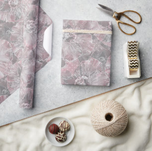 Pink ,grey ,stylish ,large ,flowers, pink flowers, wrapping paper