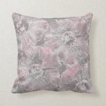 Pink grey stylish large flowers throw pillow