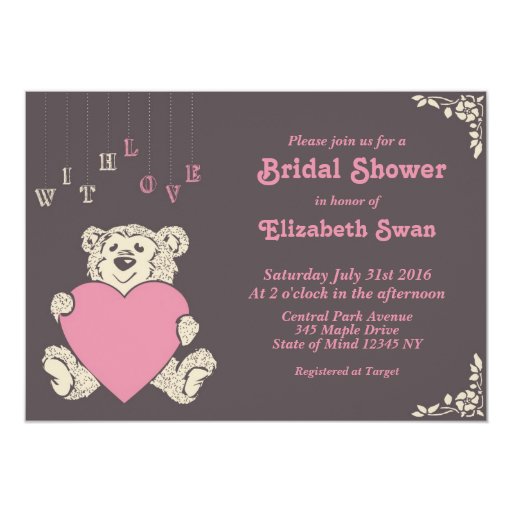 Pink And Gray Bridal Shower Invitations 10