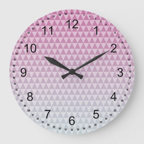 Pink Grey Triangles Large Clock