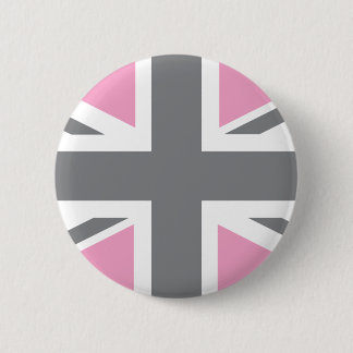 Pink Grey Union Jack British(UK) Flag Button