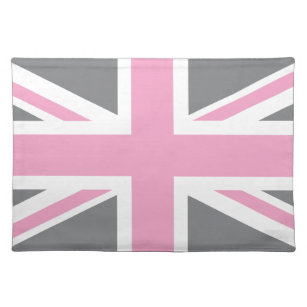 Pink Grey Union Jack British(UK) Flag Cloth Placemat