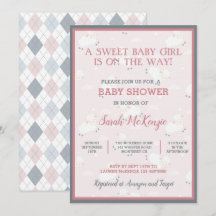 Pink Grey White Baby Lambs Leaping Baby Shower
