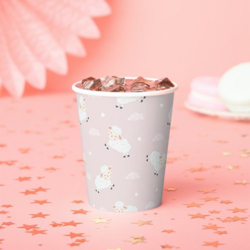 Pink Grey White Baby Lambs   Paper Cups
