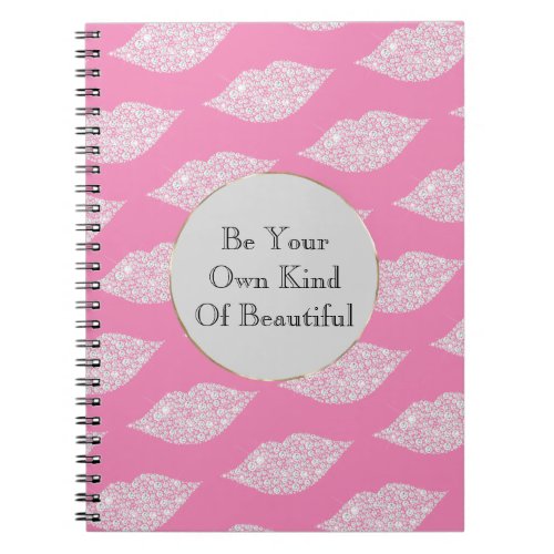 Pink Grey White Diamond Lips Notebook