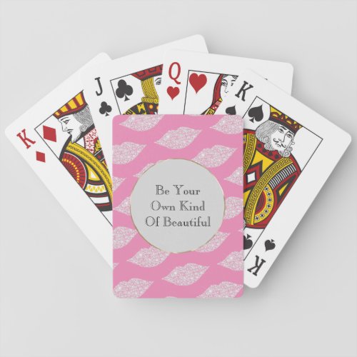 Pink Grey White Diamond Lips Playing Cards