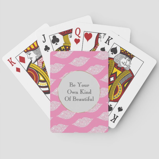 Pink Grey White Diamond Lips Poker Cards (Back)
