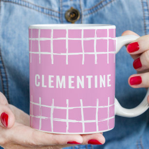 Pink grid 4 photo modern minimal simple coffee mug