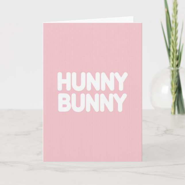 Pink Grid Hunny Bunny Card (Front)
