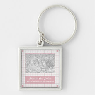Pink Grid Photo Keychain