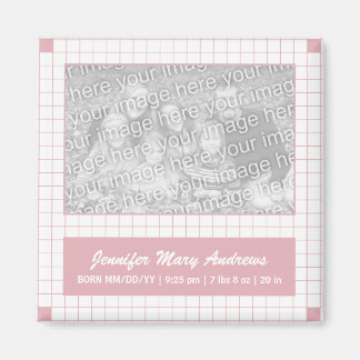 Pink Grid Photo Magnet