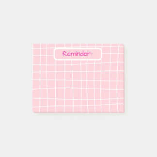 Pink Grid Reminder Sticky Notes