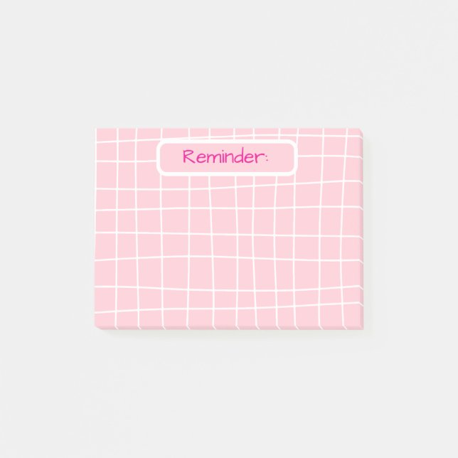 Pink Grid Reminder Sticky Notes  (Front)