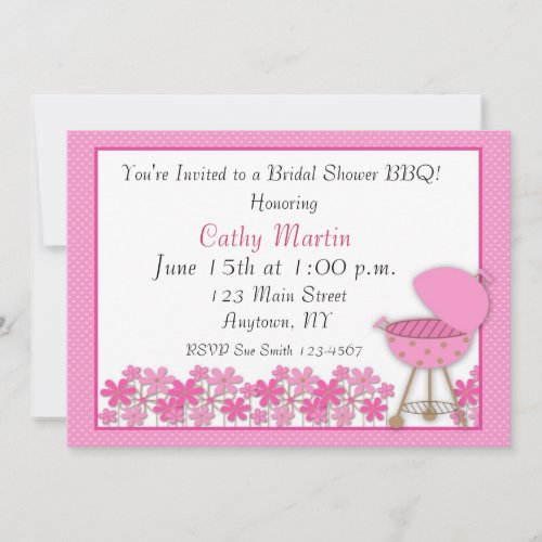 Pink Grill BBQ Shower Invitation