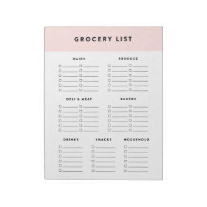Pink Grocery List Notepad