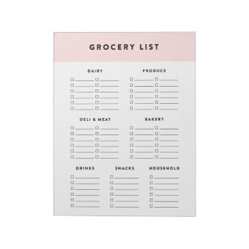 Pink Grocery List Notepad by FINEandDANDY at Zazzle