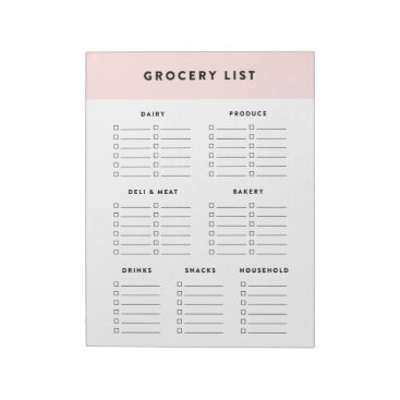 Pink Grocery List Notepad