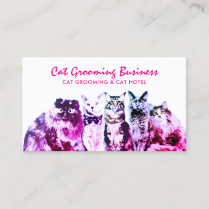 Pink Grooming Salon Spa Cats Business Card
